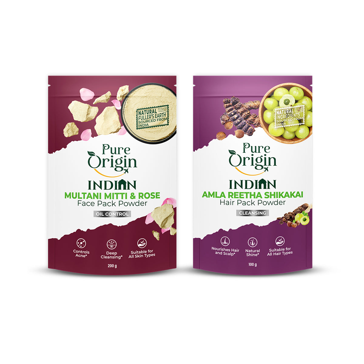 Multani Mitti & Rose Face Pack Powder | Pack of 2