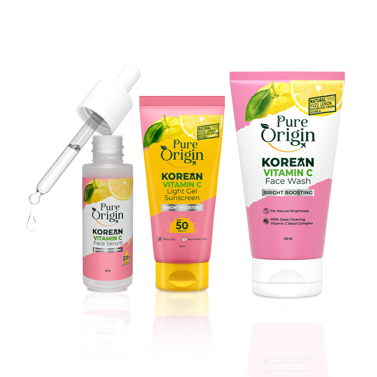 Korean Vitamin C Bright Boosting Daily Glow Up Trio - 30ml Serum