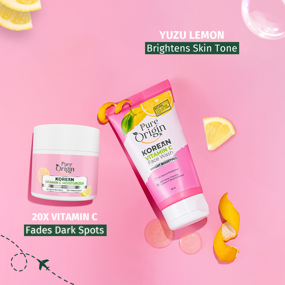 Korean Vitamin C Bright Boosting Face Wash & Moisturizer