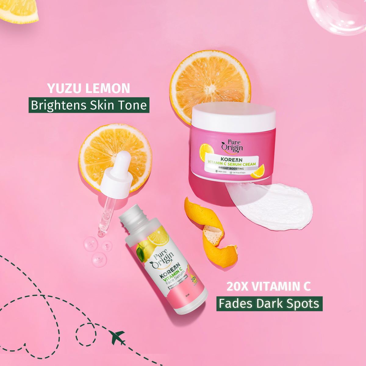 Korean Bright Boosting Yuzu Lemon Serum & Serum Cream Duo