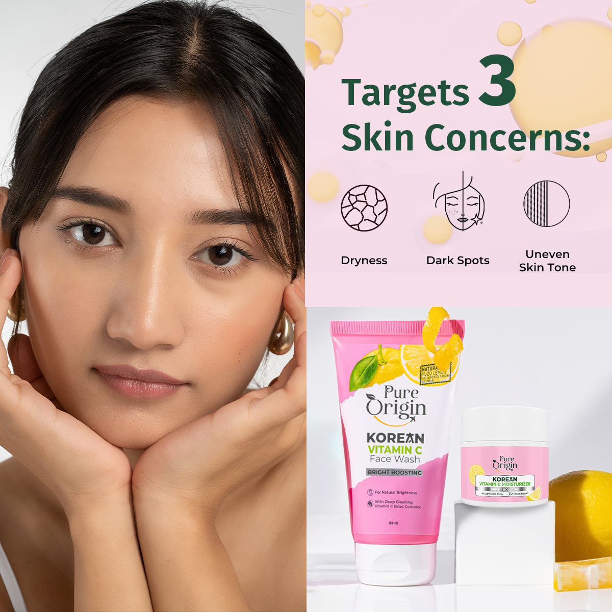 Korean Vitamin C Bright Boosting Face Wash & Moisturizer