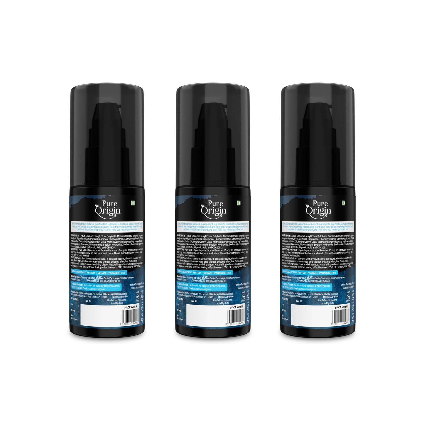 Pure Origin Japanese Tan Clear Kojic Face Wash pack of 3