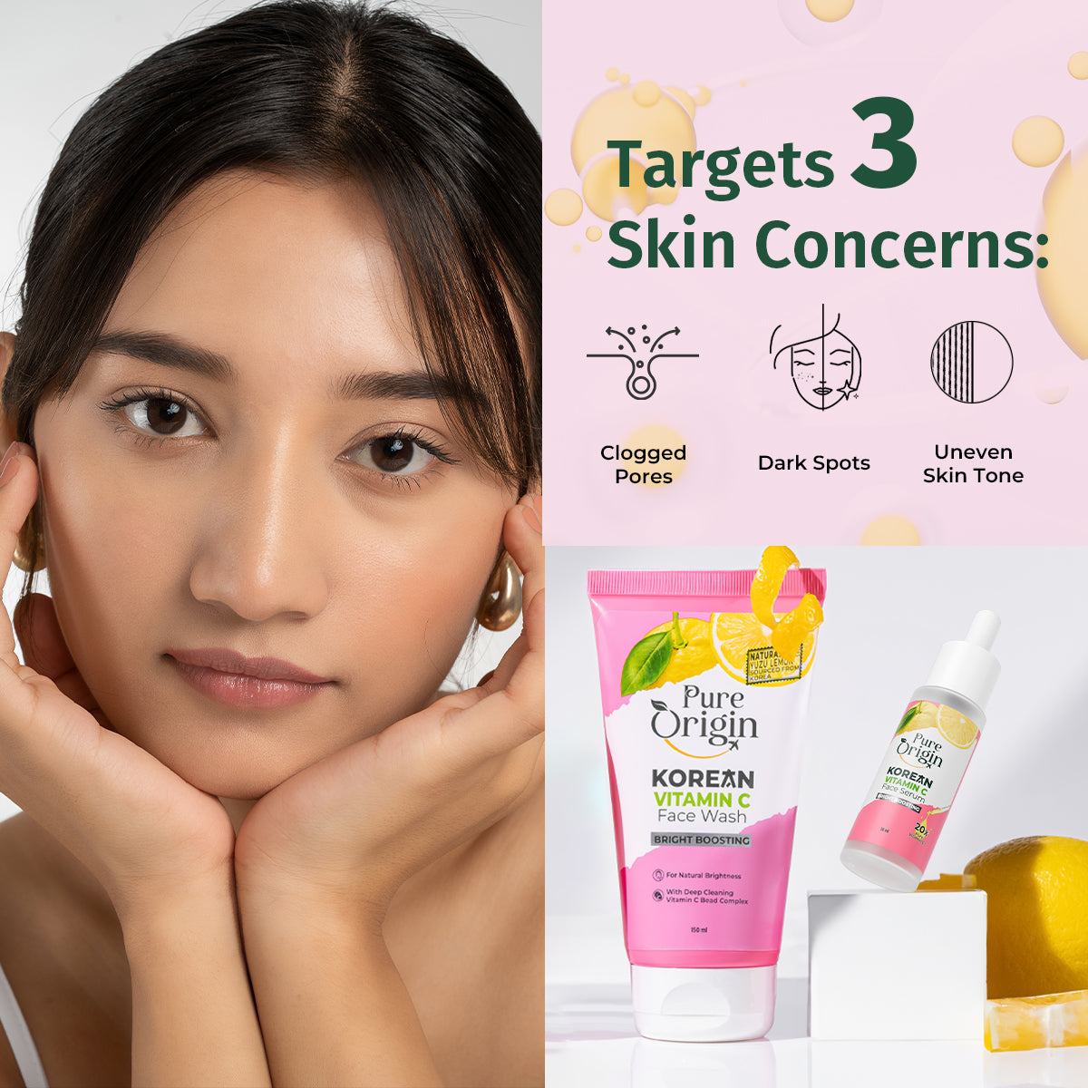 Korean Bright Boosting Yuzu Lemon Serum & Facewash