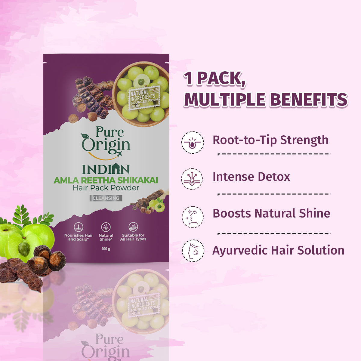 Indian Amla Reetha Shikakai Hair Pack Powder