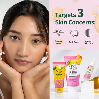 Korean Vitamin C Bright Boosting Daily Glow Up Trio - 30ml Serum