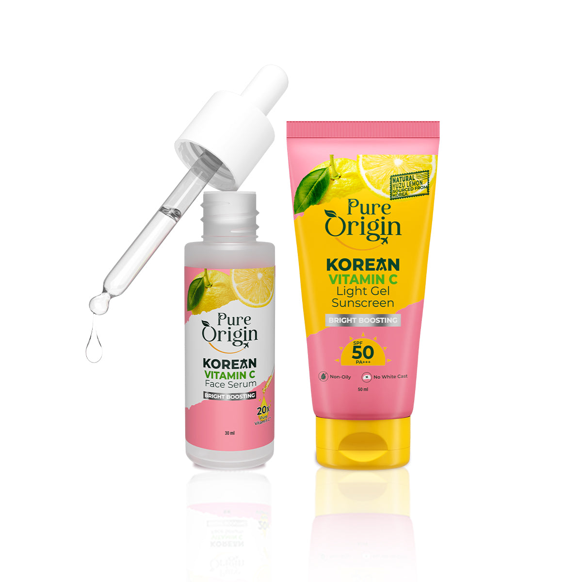 Korean Vitamin C Bright Boosting Serum + Sunscreen – Pure Origin Skincare