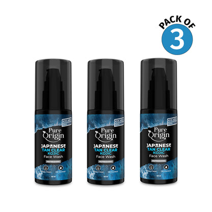 Pure Origin Japanese Tan Clear Kojic Face Wash pack of 3