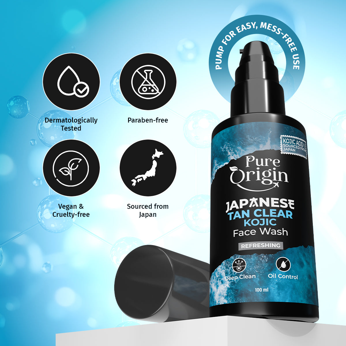 Pure Origin Japanese Tan Clear Kojic Face Wash